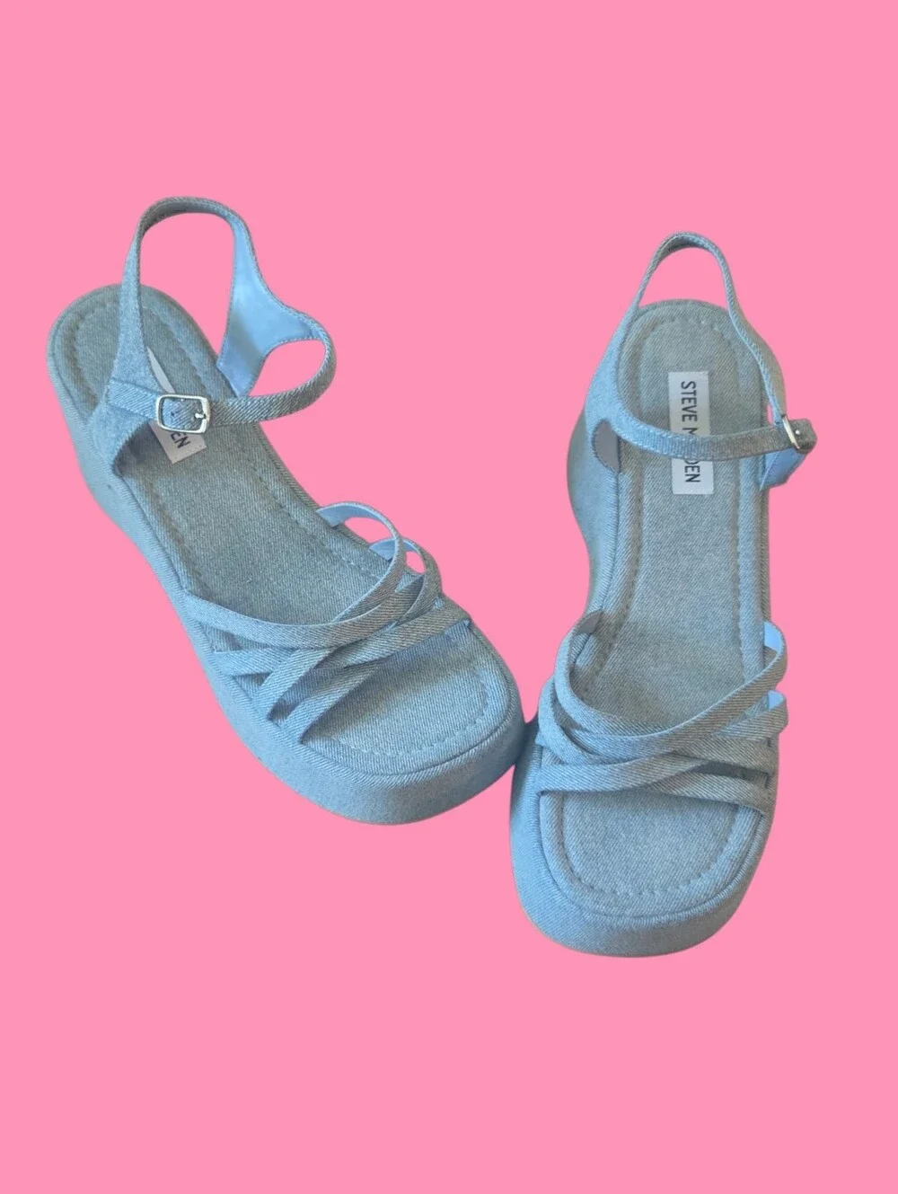 Steve Madden Denim Blue Platform Sandals